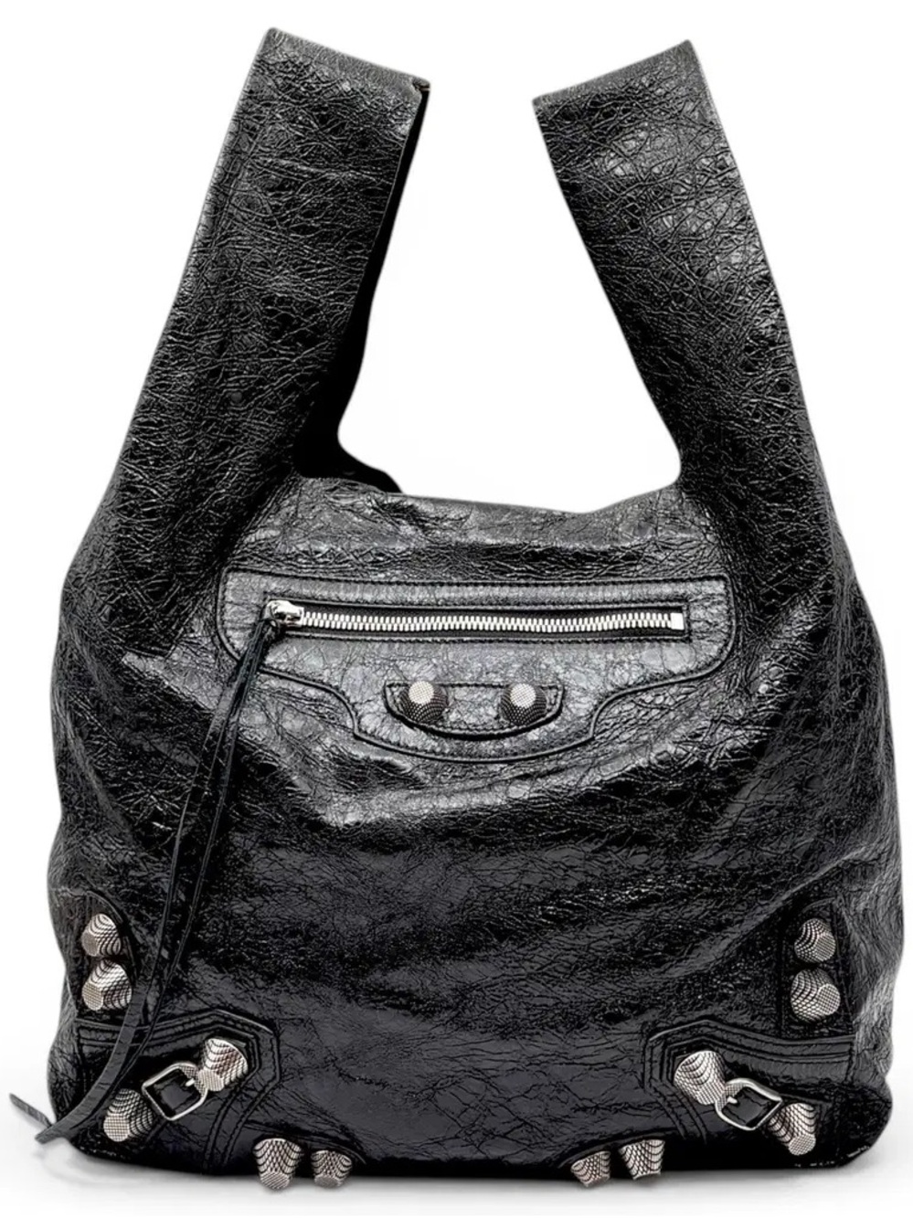 Balenciaga Black Leather Studded Tote